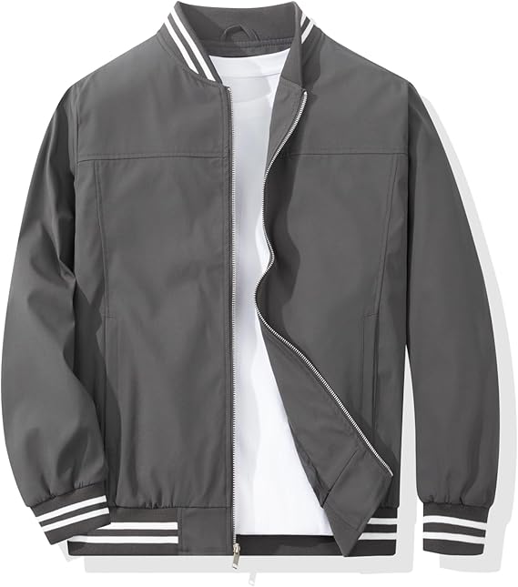 Men’s Stylish Striped Lightweight Bomber