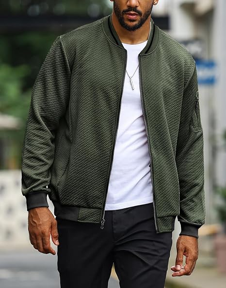 Men’s V-Pattern Jacquard Casual Jacket