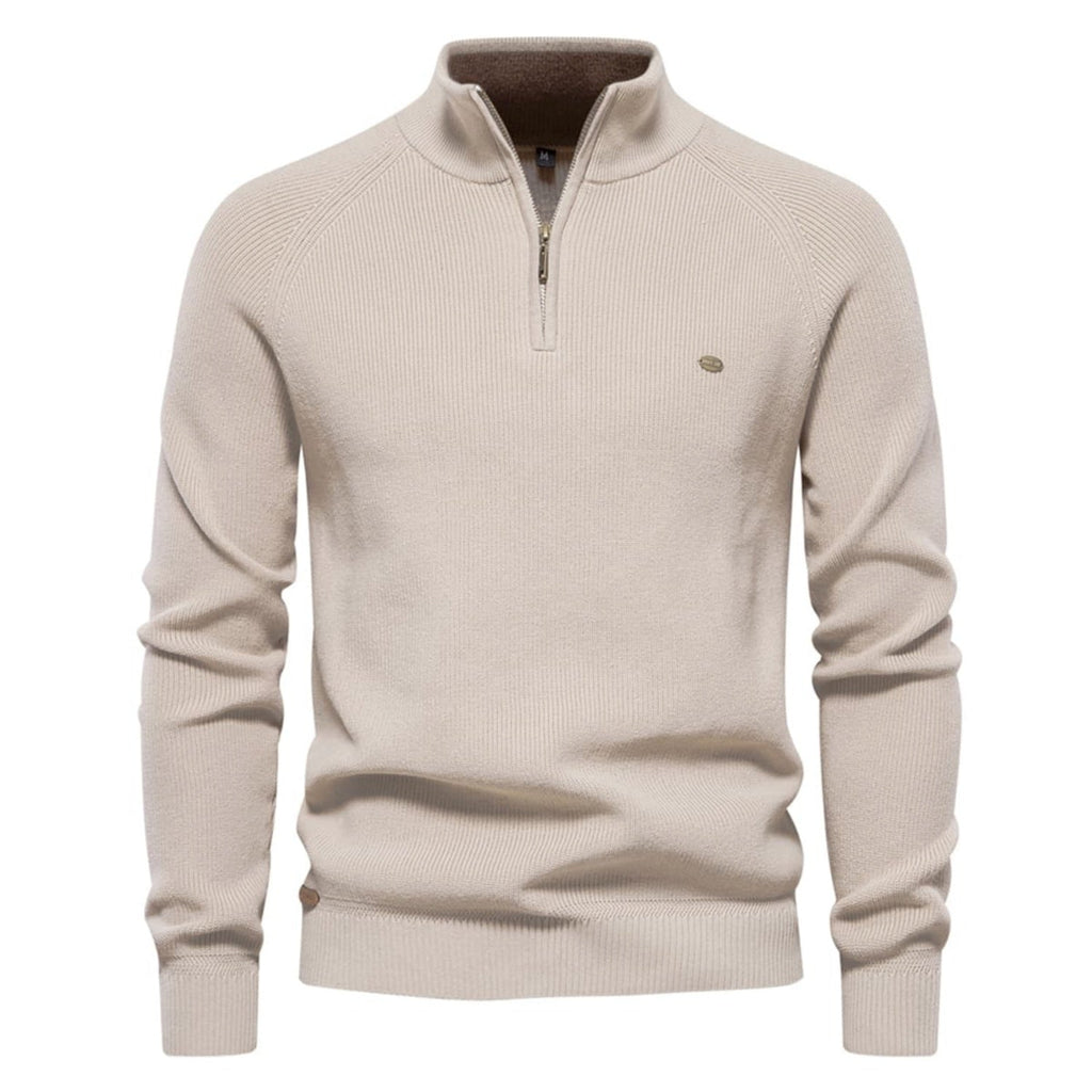 Men's Half-Zip Collar Cotton Sweater