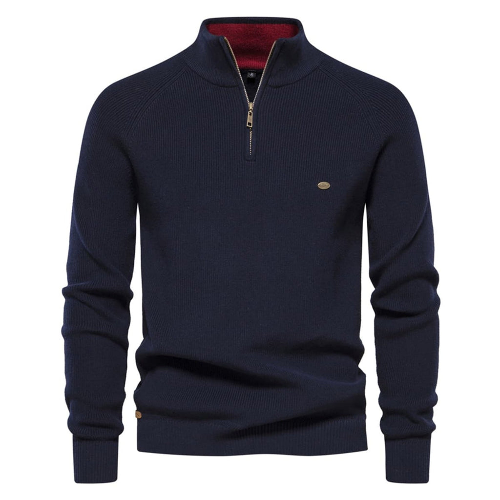 Men's Half-Zip Collar Cotton Sweater
